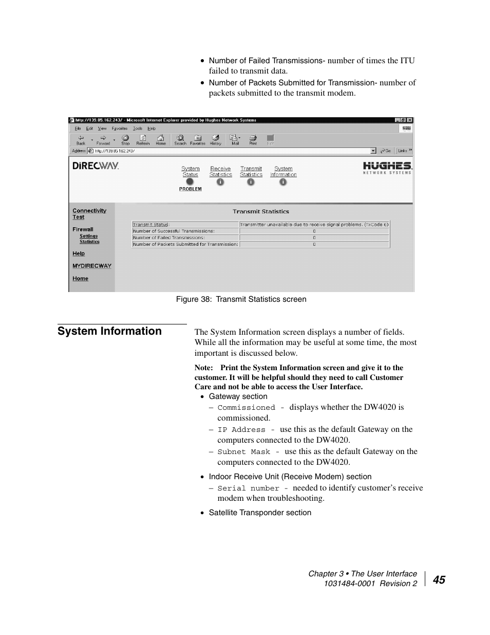 System information | Hughes DIRECWAY DW4020 User Manual | Page 57 / 136