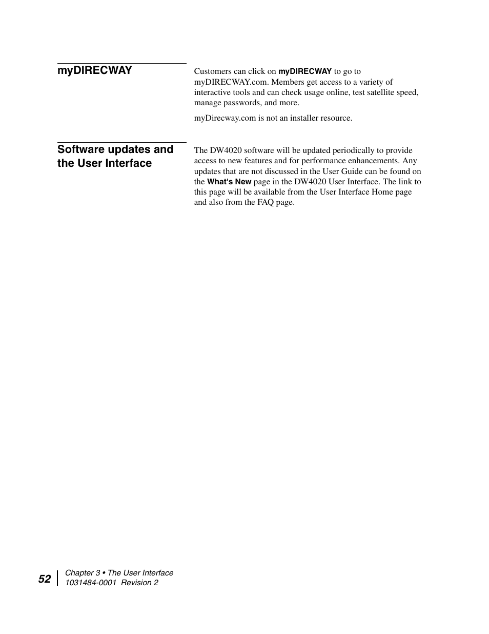 Mydirecway, Software updates and the user interface, Mydirecway software updates and the user interface | Hughes DIRECWAY DW4020 User Manual | Page 64 / 136