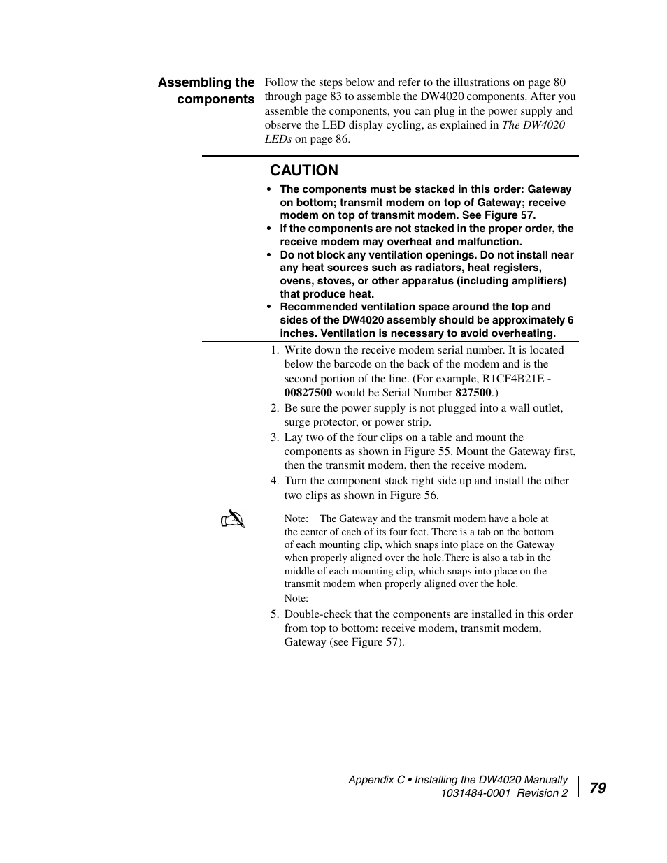 Assembling the components, Caution | Hughes DIRECWAY DW4020 User Manual | Page 91 / 136