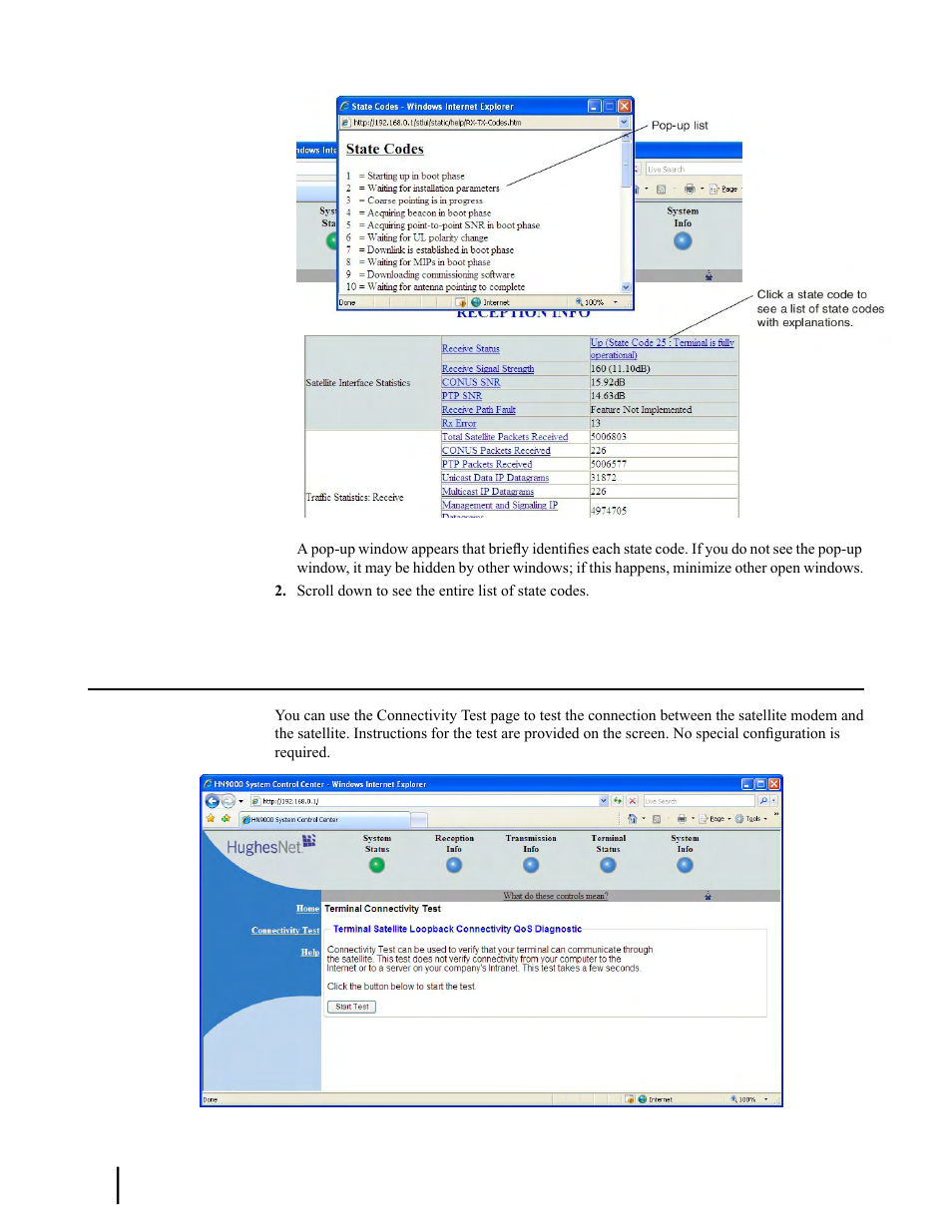 Connectivity test page | Hughes SATELLITE HN9000 User Manual | Page 108 / 154