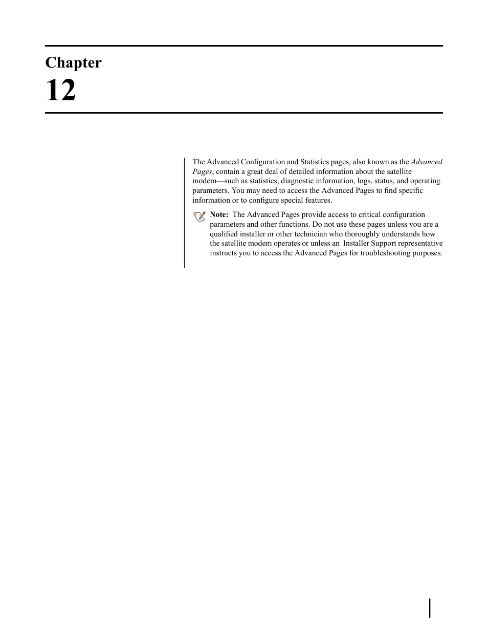 Chapter, Advanced pages | Hughes SATELLITE HN9000 User Manual | Page 119 / 154