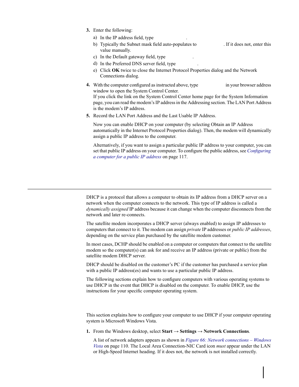 Configuring a computer to use dhcp, Configuring windows vista to use dhcp | Hughes SATELLITE HN9000 User Manual | Page 125 / 154