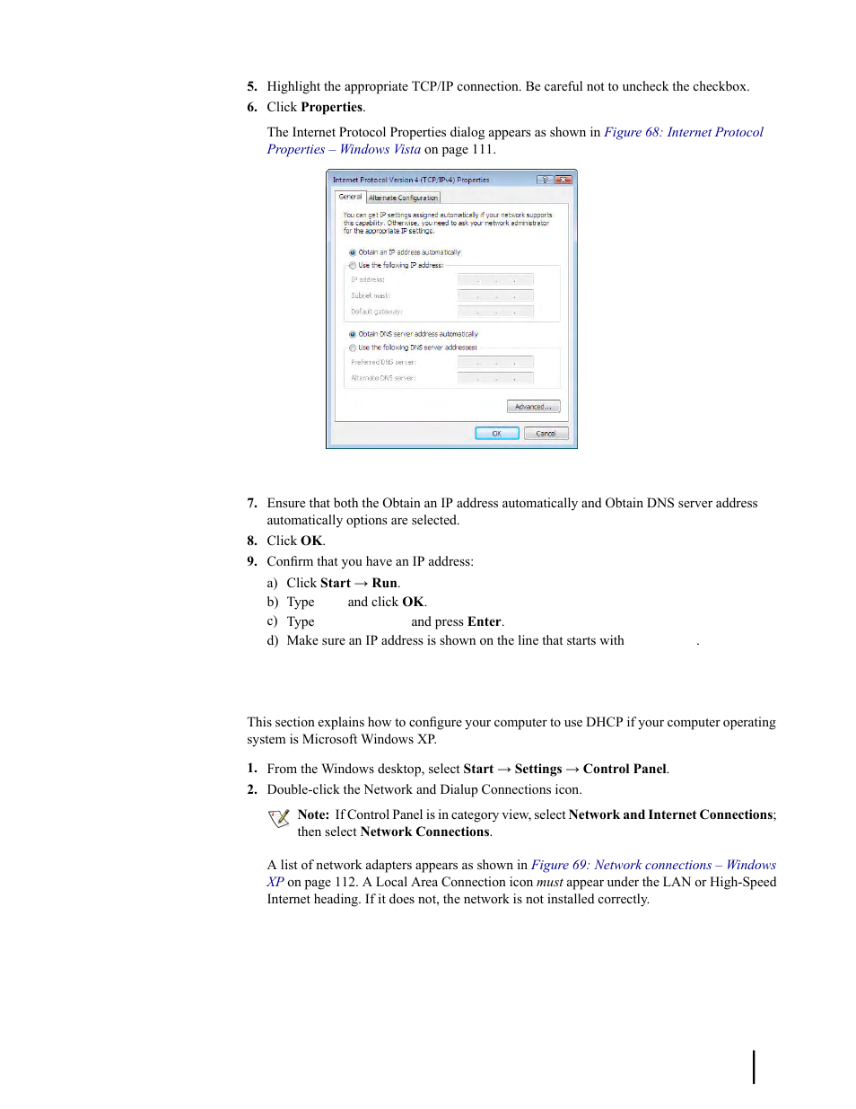 Configuring windows xp to use dhcp | Hughes SATELLITE HN9000 User Manual | Page 127 / 154