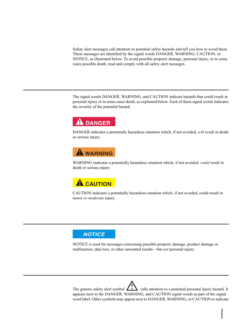Understanding safety alert messages, Messages concerning personal injury, Messages concerning property damage | Safety symbols | Hughes SATELLITE HN9000 User Manual | Page 13 / 154