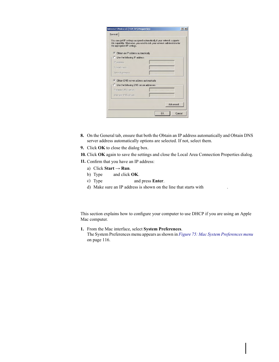 Configuring a mac computer to use dhcp | Hughes SATELLITE HN9000 User Manual | Page 131 / 154