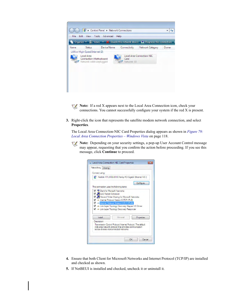Figure 78: network connections – windows vista | Hughes SATELLITE HN9000 User Manual | Page 134 / 154