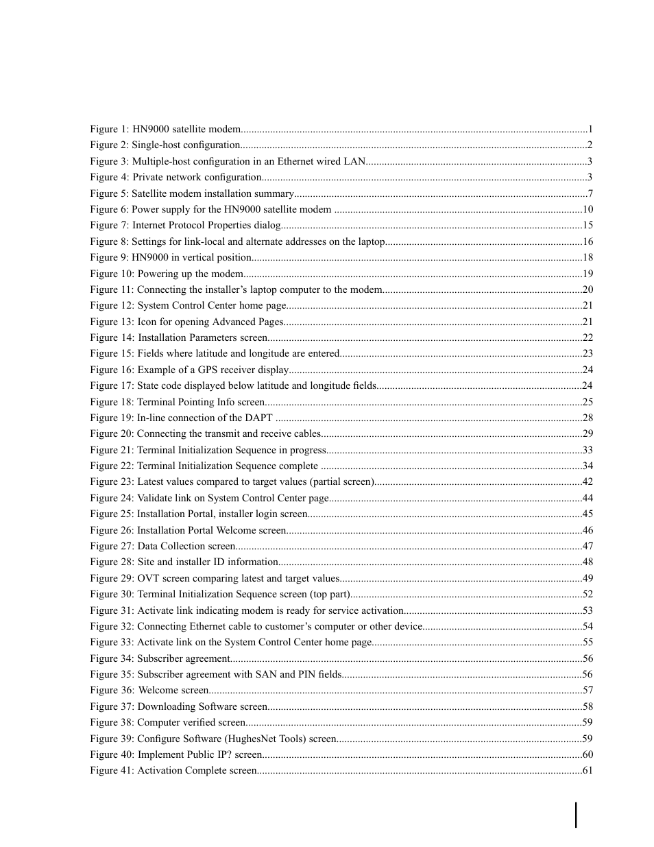 Figures, Table of figures | Hughes SATELLITE HN9000 User Manual | Page 7 / 154