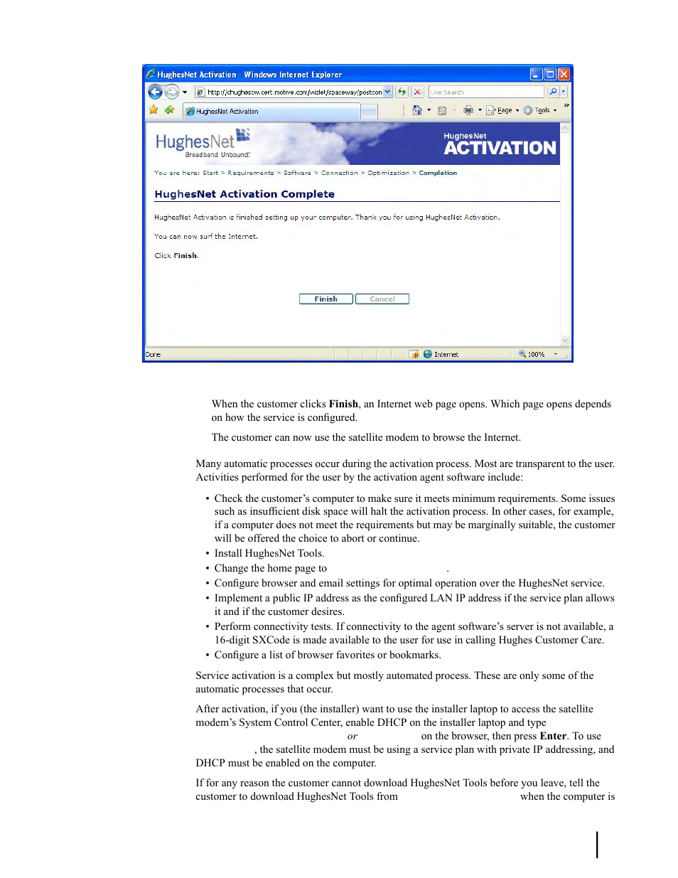 Figure 41: activation complete screen | Hughes SATELLITE HN9000 User Manual | Page 77 / 154