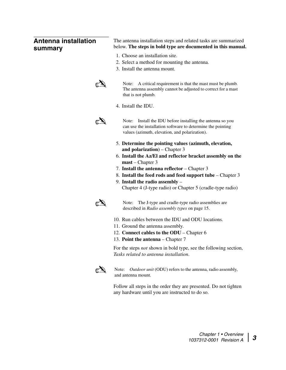 Antenna installation summary, 3antenna installation summary | Hughes AN6-098P User Manual | Page 21 / 94