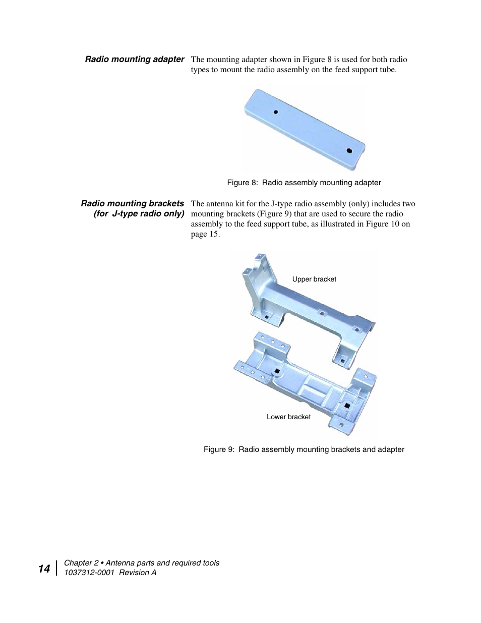 Radio mounting adapter, Radio mounting brackets (for j-type radio only) | Hughes AN6-098P User Manual | Page 32 / 94