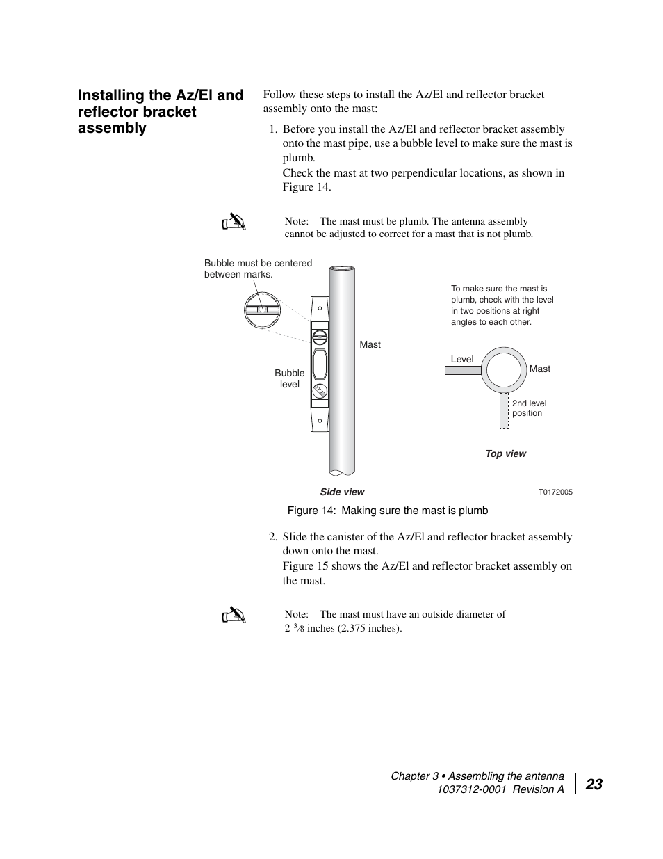 Making sure the mast is plumb | Hughes AN6-098P User Manual | Page 41 / 94