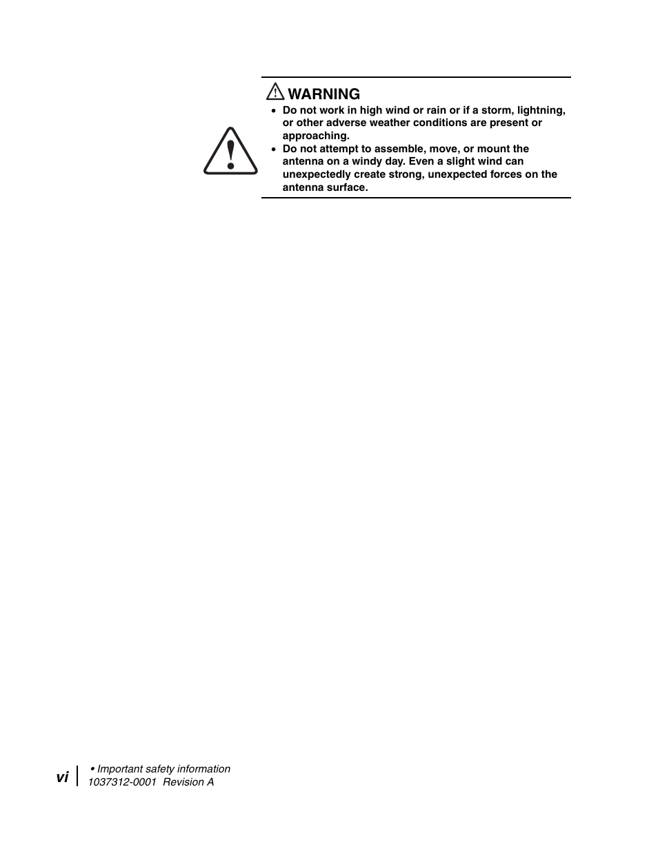 Warning | Hughes AN6-098P User Manual | Page 6 / 94
