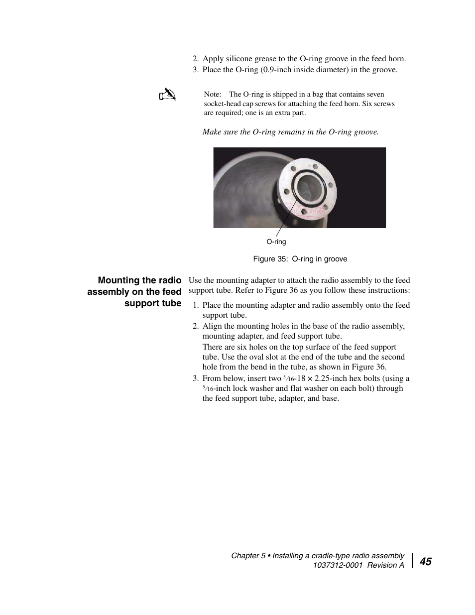 O-ring in groove, H 3 belo | Hughes AN6-098P User Manual | Page 63 / 94