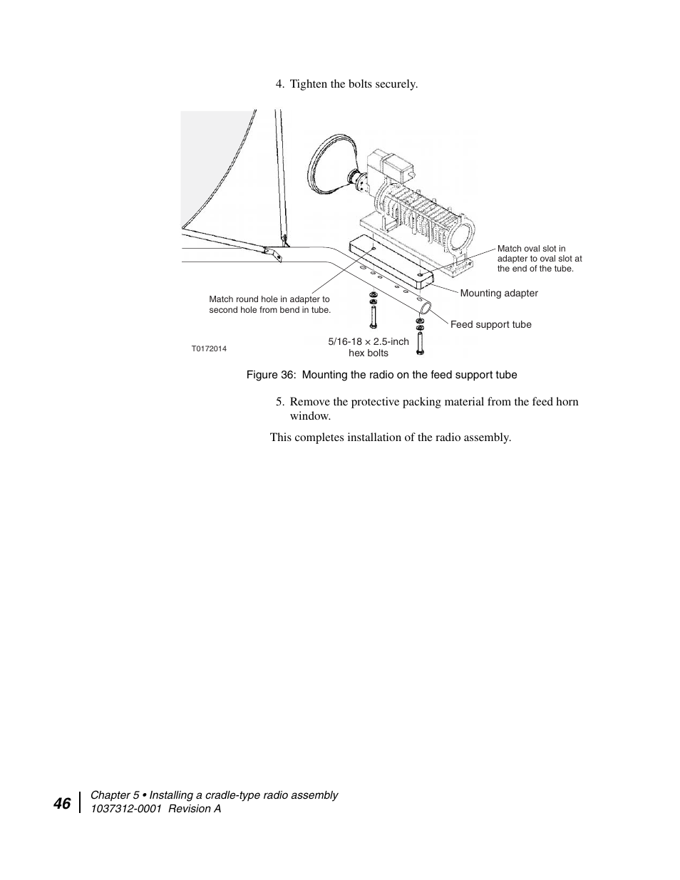 Mounting the radio on the feed support tube | Hughes AN6-098P User Manual | Page 64 / 94