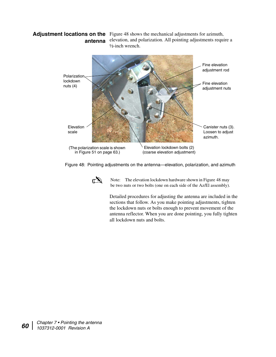 Adjustment locations on the antenna | Hughes AN6-098P User Manual | Page 78 / 94