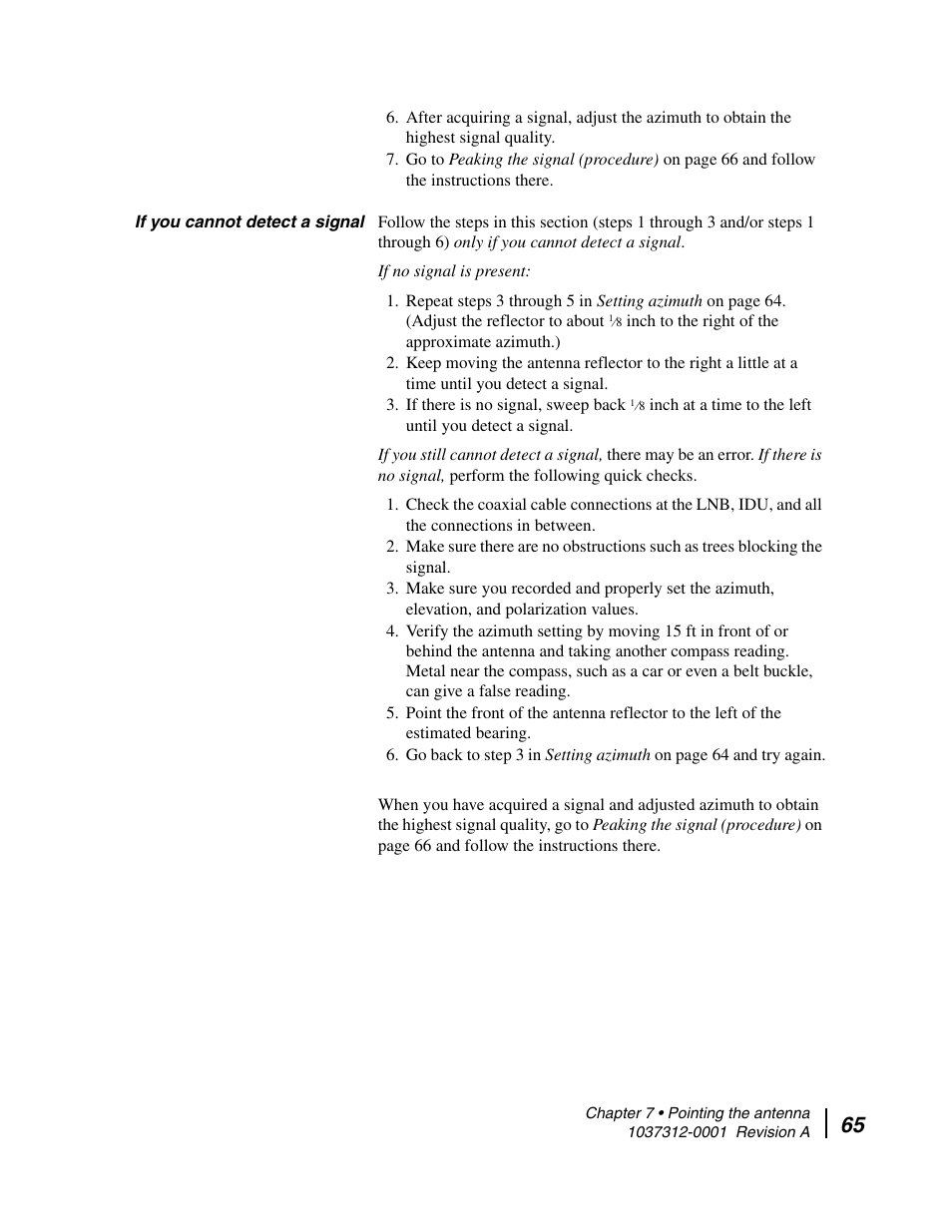 If you cannot detect a signal | Hughes AN6-098P User Manual | Page 83 / 94