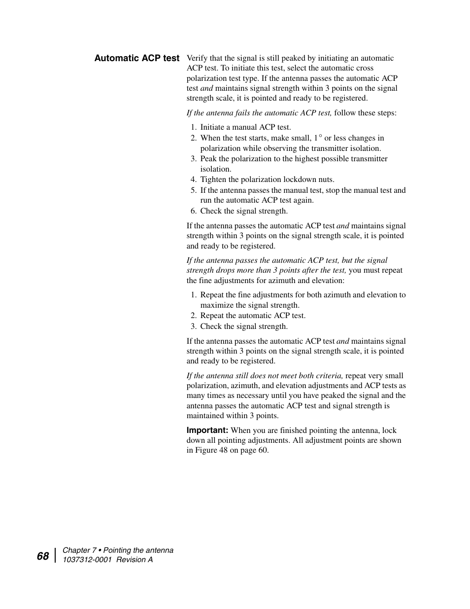 Automatic acp test | Hughes AN6-098P User Manual | Page 86 / 94