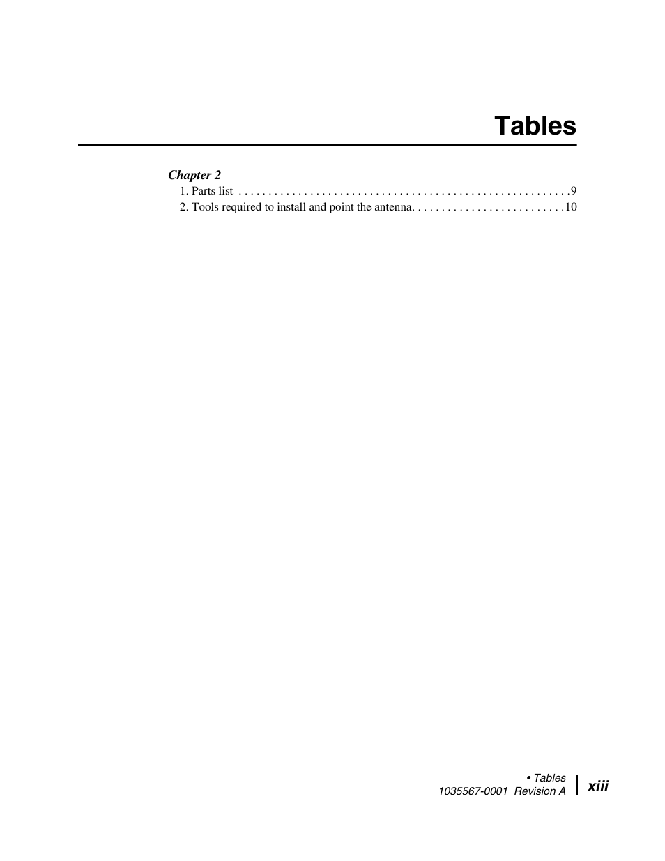Tables | Hughes DIRECWAY AN4-074-DF User Manual | Page 13 / 72