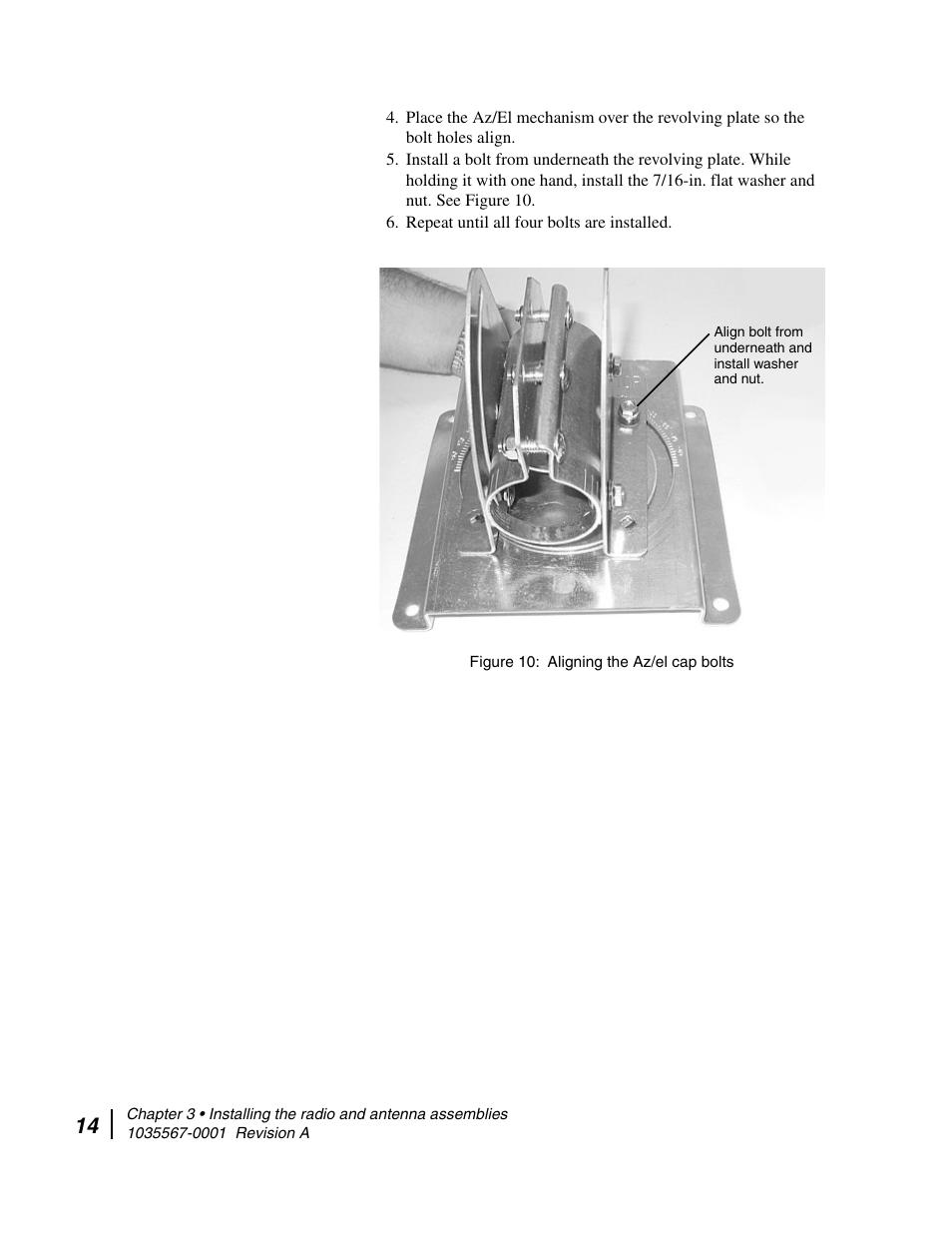 Aligning the az/el cap bolts | Hughes DIRECWAY AN4-074-DF User Manual | Page 30 / 72