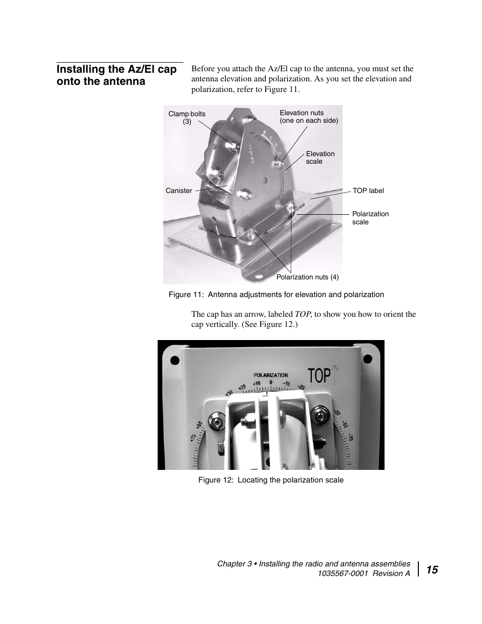 Installing the az/el cap onto the antenna, 15 installing the az/el cap onto the antenna | Hughes DIRECWAY AN4-074-DF User Manual | Page 31 / 72