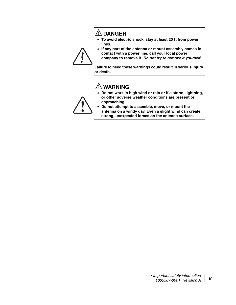 Vdanger, Warning | Hughes DIRECWAY AN4-074-DF User Manual | Page 5 / 72