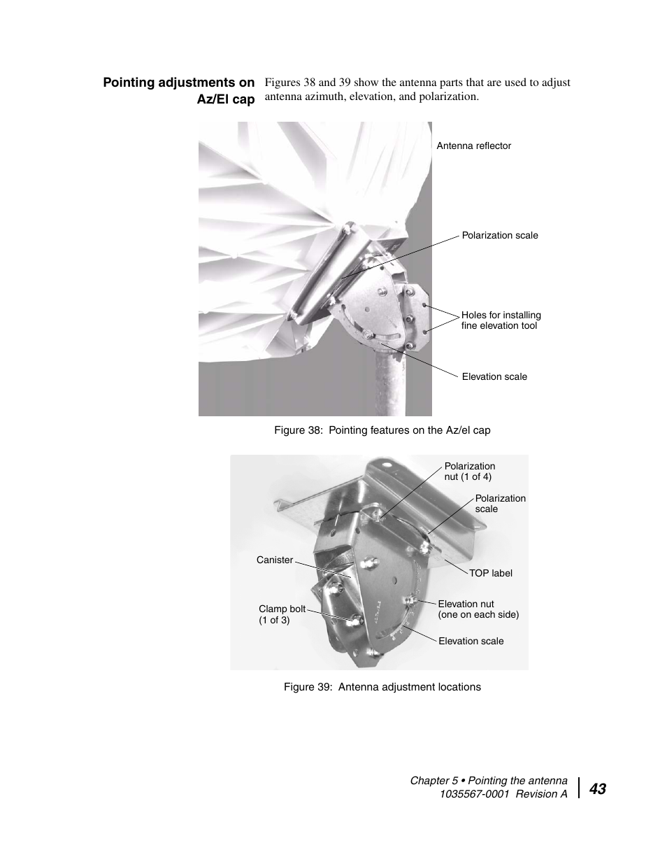 Pointing adjustments on az/el cap | Hughes DIRECWAY AN4-074-DF User Manual | Page 59 / 72