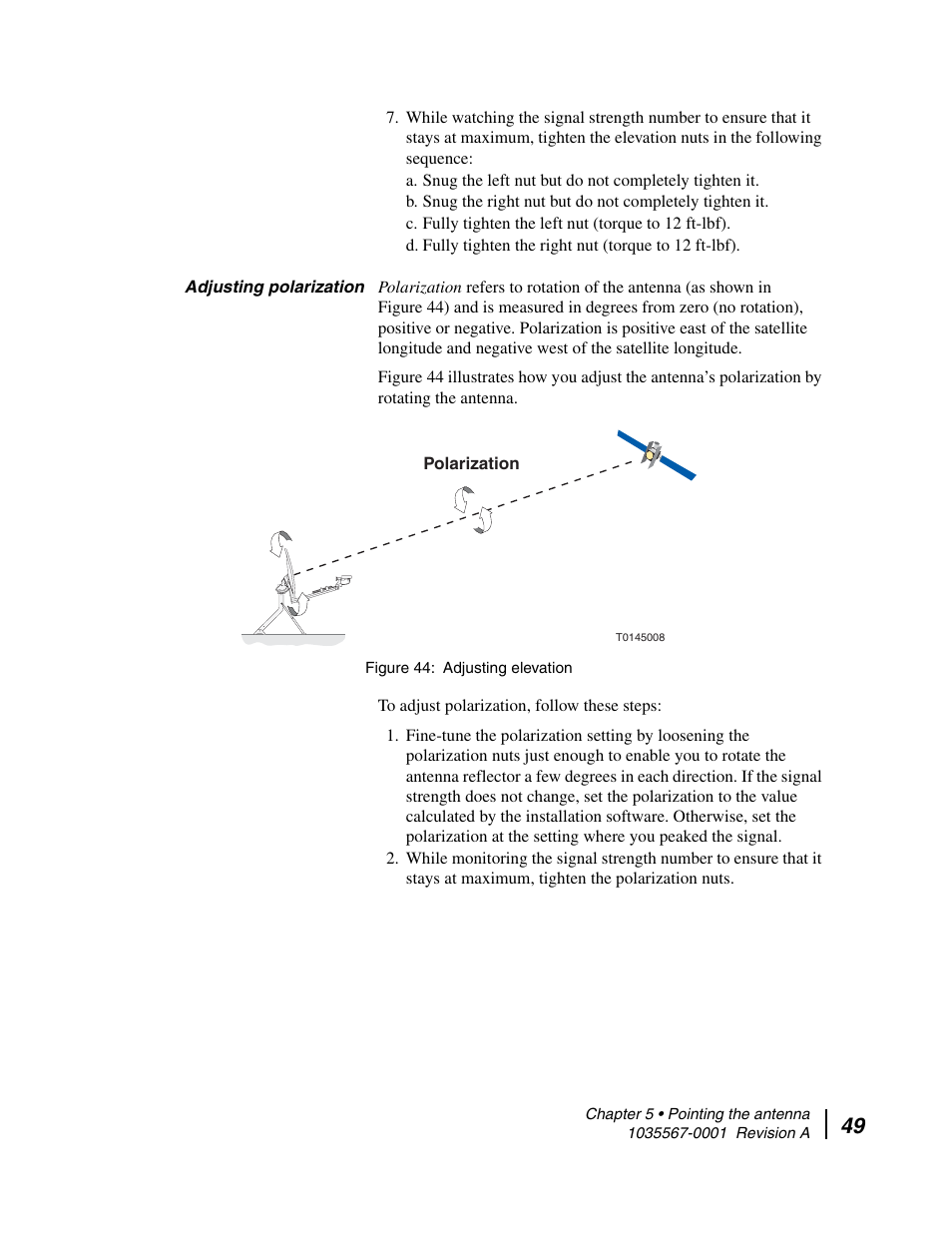 Adjusting polarization, Adjusting elevation | Hughes DIRECWAY AN4-074-DF User Manual | Page 65 / 72