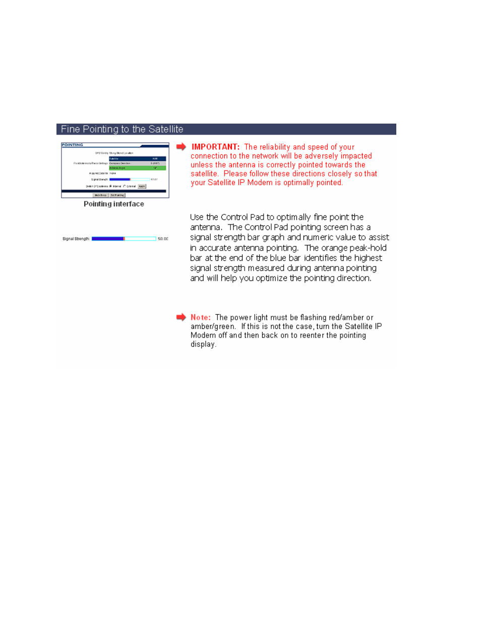 Step 8: fine pointing to the satellite | Hughes Satellite IP Modem R-BGAN User Manual | Page 25 / 68