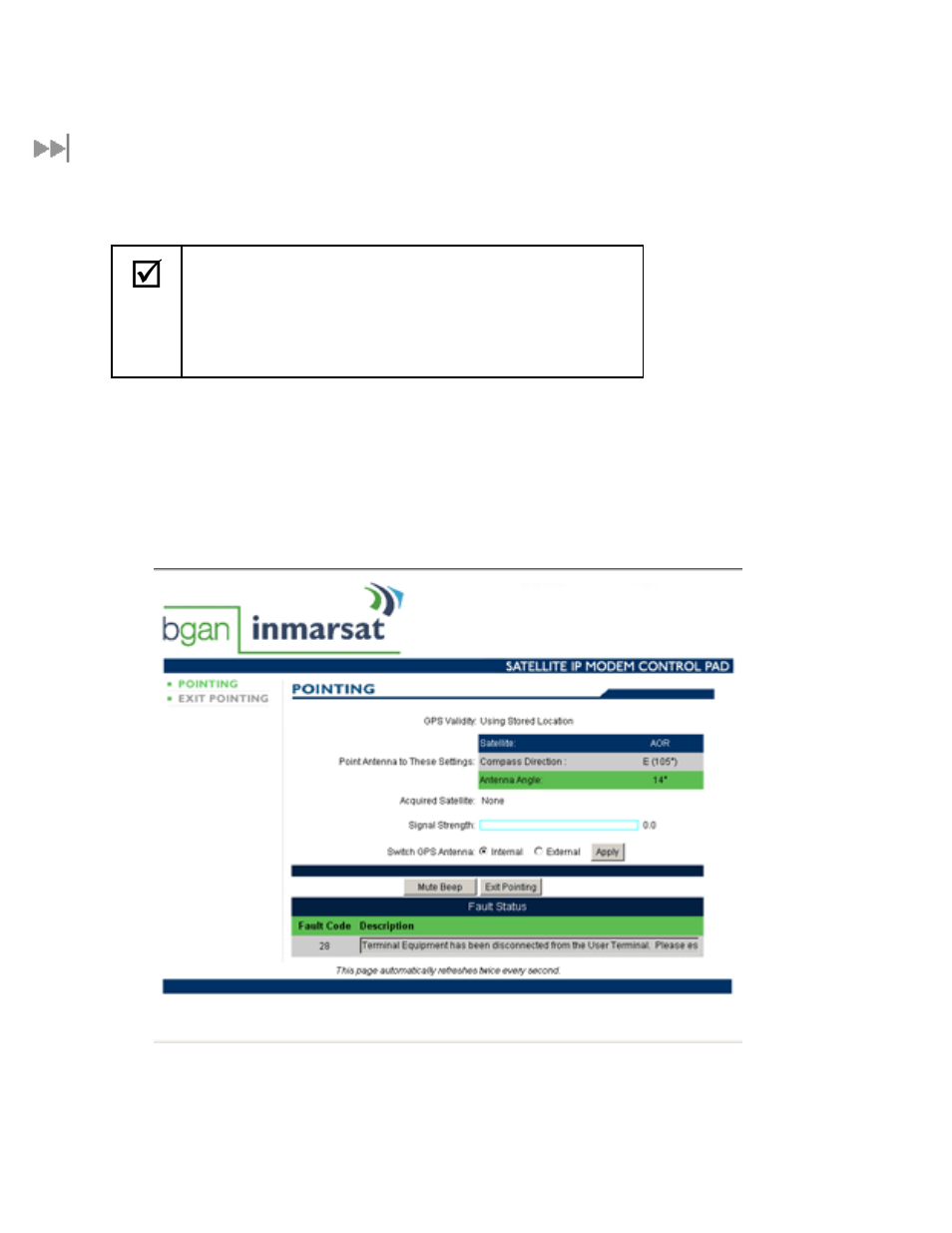 Control pad, Pointing, Ontrol | Hughes Satellite IP Modem R-BGAN User Manual | Page 35 / 68