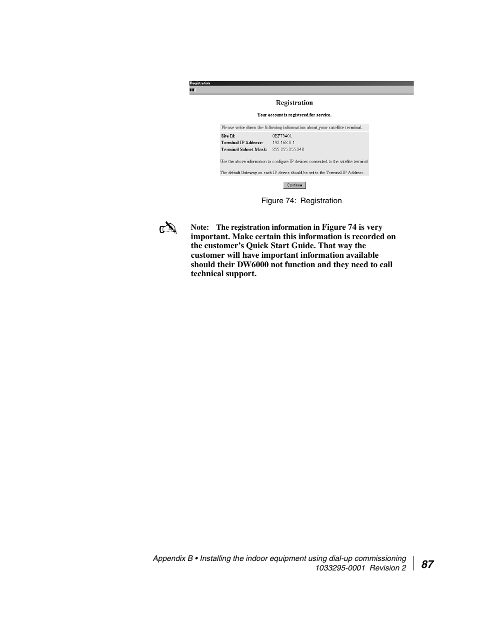 Registration, Ough figure 74. th | Hughes Direcway DW6000 User Manual | Page 121 / 174