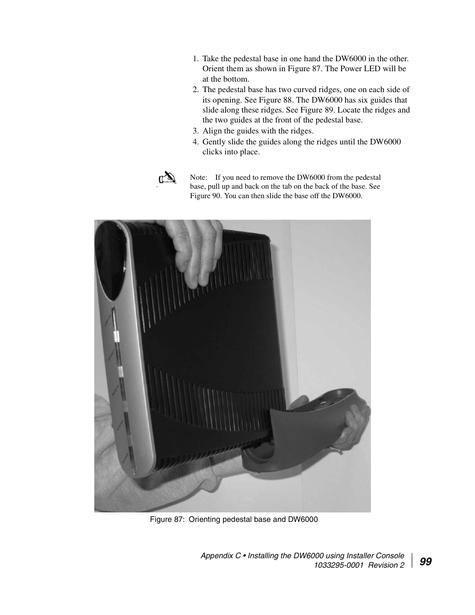 Orienting pedestal base and dw6000 | Hughes Direcway DW6000 User Manual | Page 133 / 174