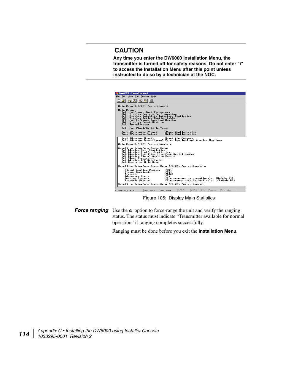 Force ranging, Caution | Hughes Direcway DW6000 User Manual | Page 148 / 174