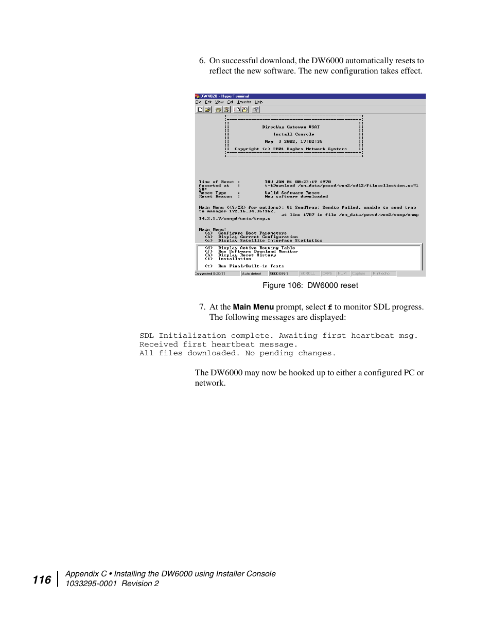 Dw6000 reset | Hughes Direcway DW6000 User Manual | Page 150 / 174