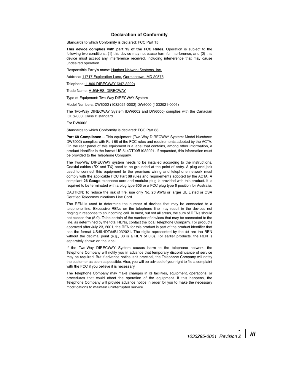 Hughes Direcway DW6000 User Manual | Page 3 / 174