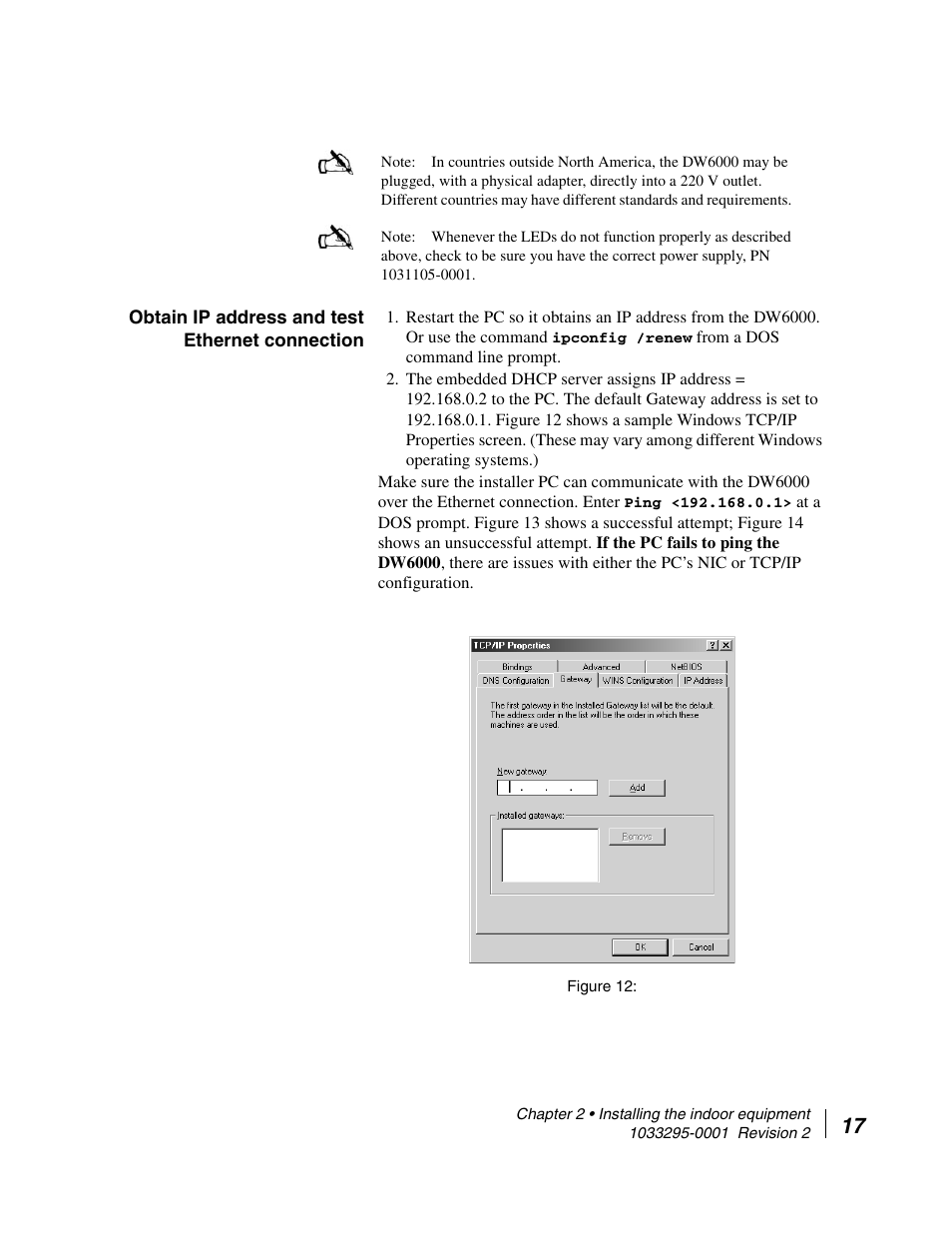 Obtain ip address and test ethernet connection | Hughes Direcway DW6000 User Manual | Page 41 / 174