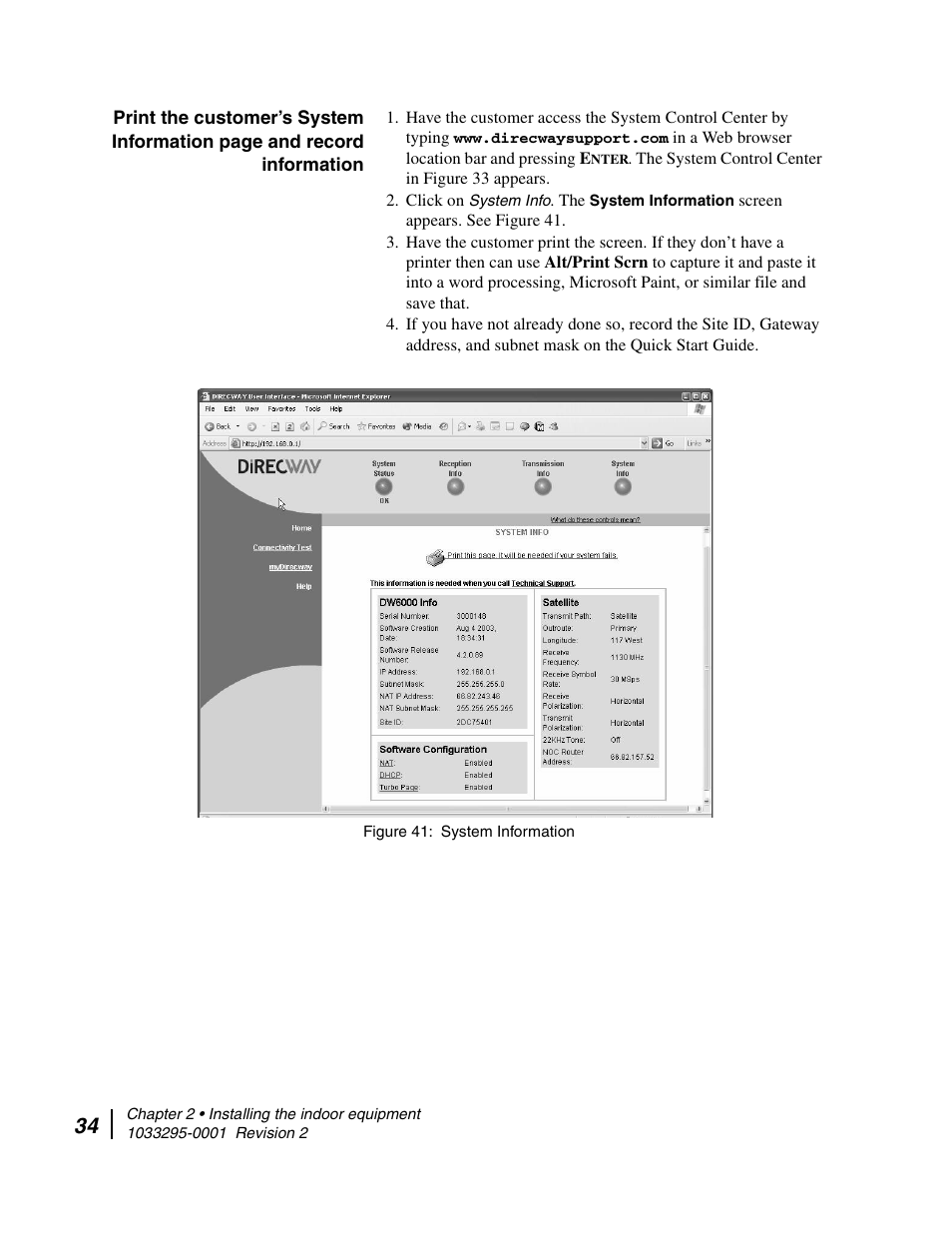 System information | Hughes Direcway DW6000 User Manual | Page 58 / 174