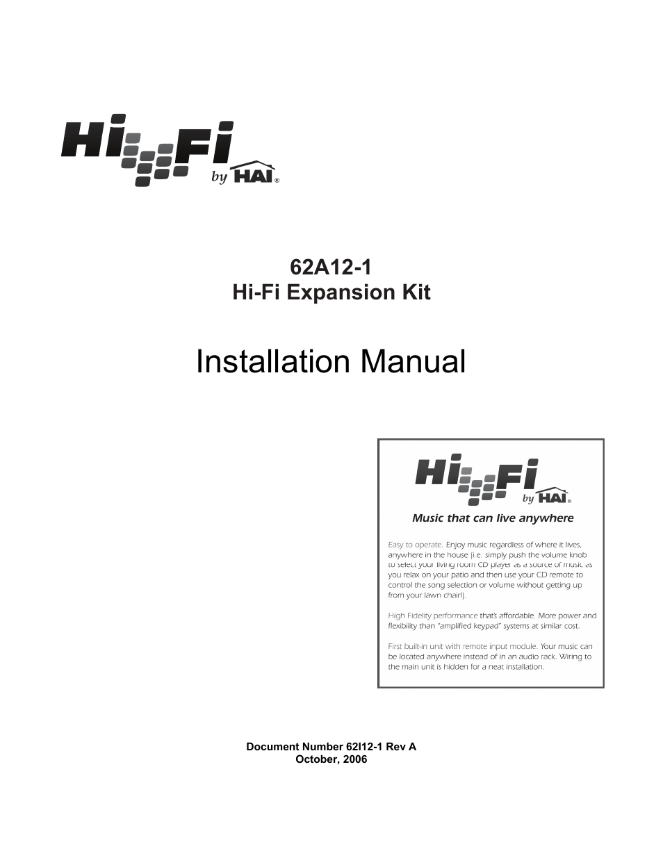 Home Automation 62A12-1 User Manual | 12 pages