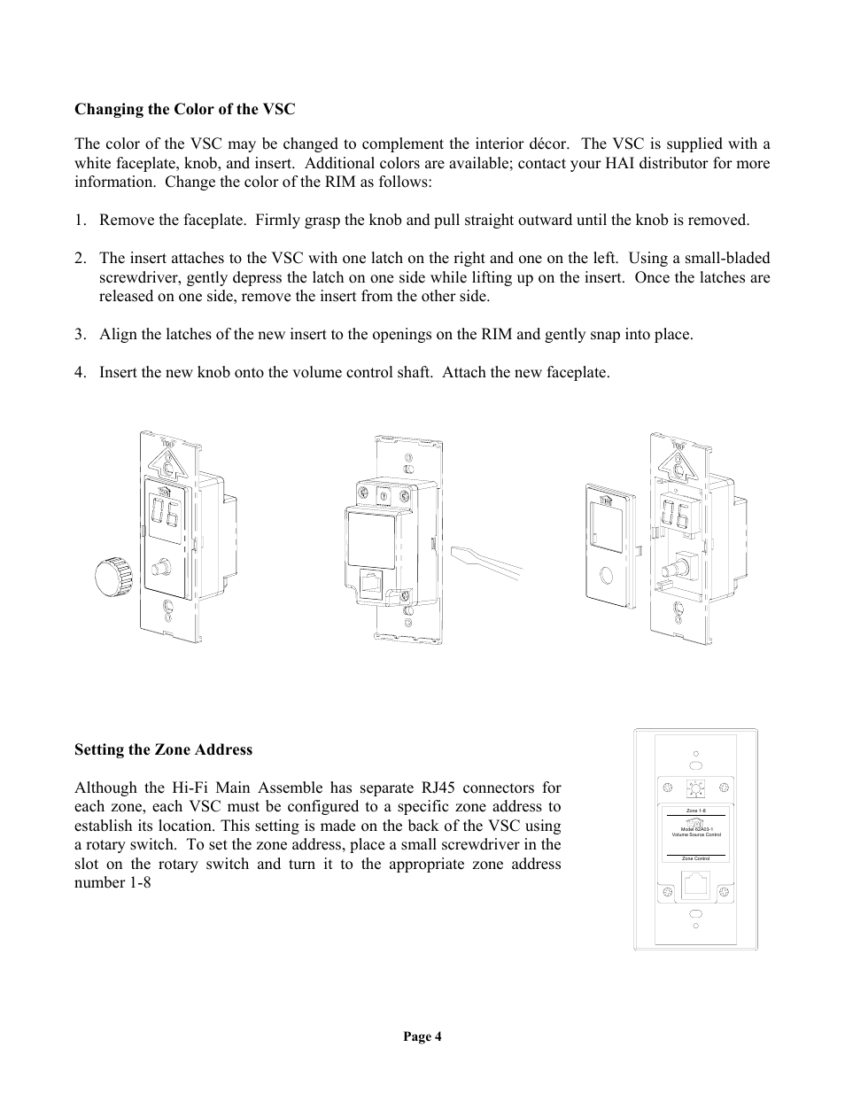 Changing the color of the vsc | Home Automation 62A12-1 User Manual | Page 6 / 12