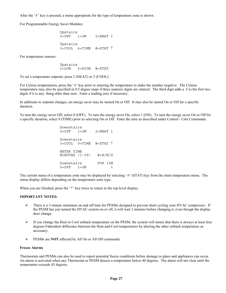 Freeze alarms | Home Automation II User Manual | Page 35 / 90