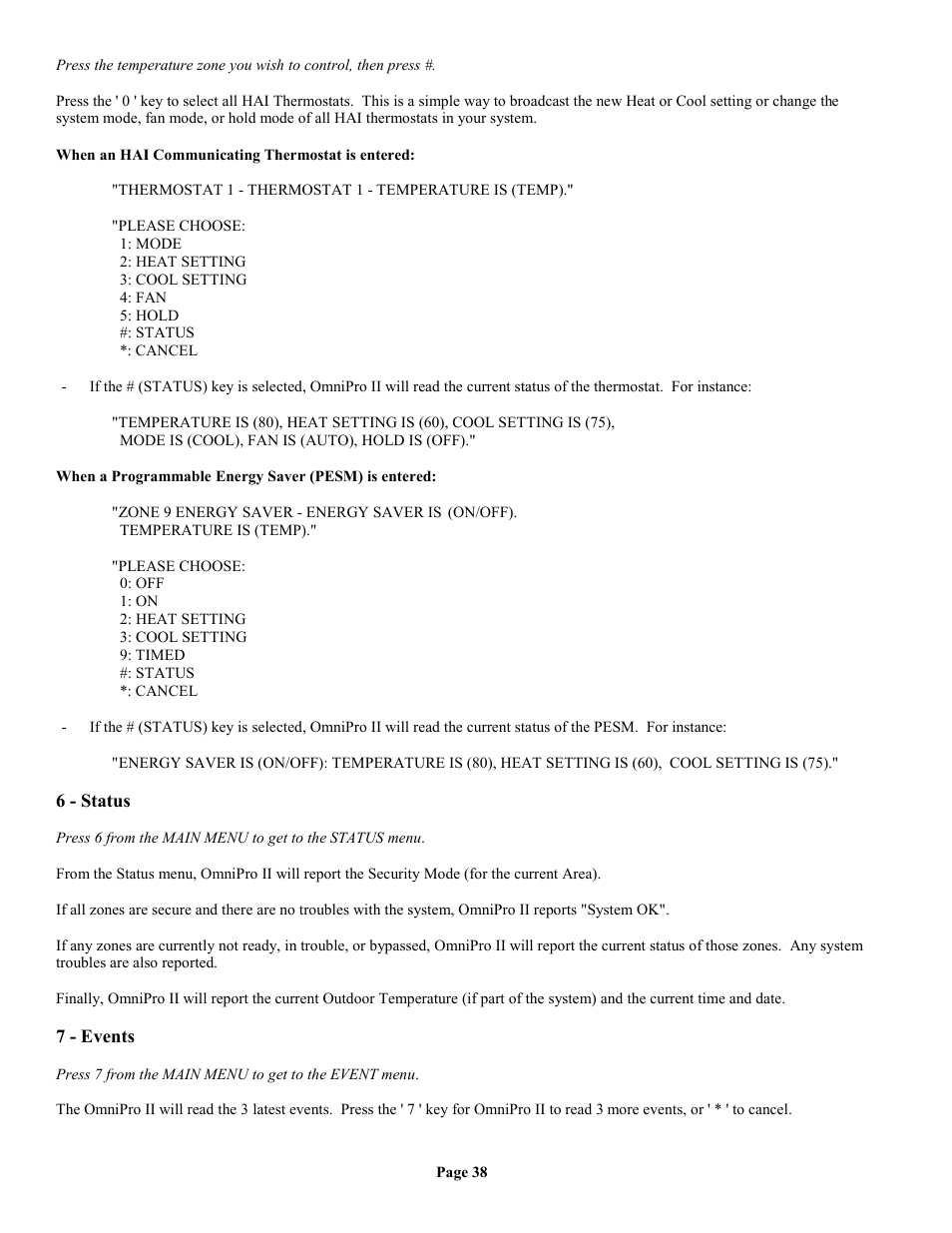 6 - status, 7 - events | Home Automation II User Manual | Page 46 / 90