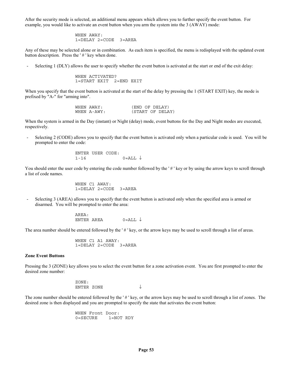 Zone event buttons | Home Automation II User Manual | Page 61 / 90