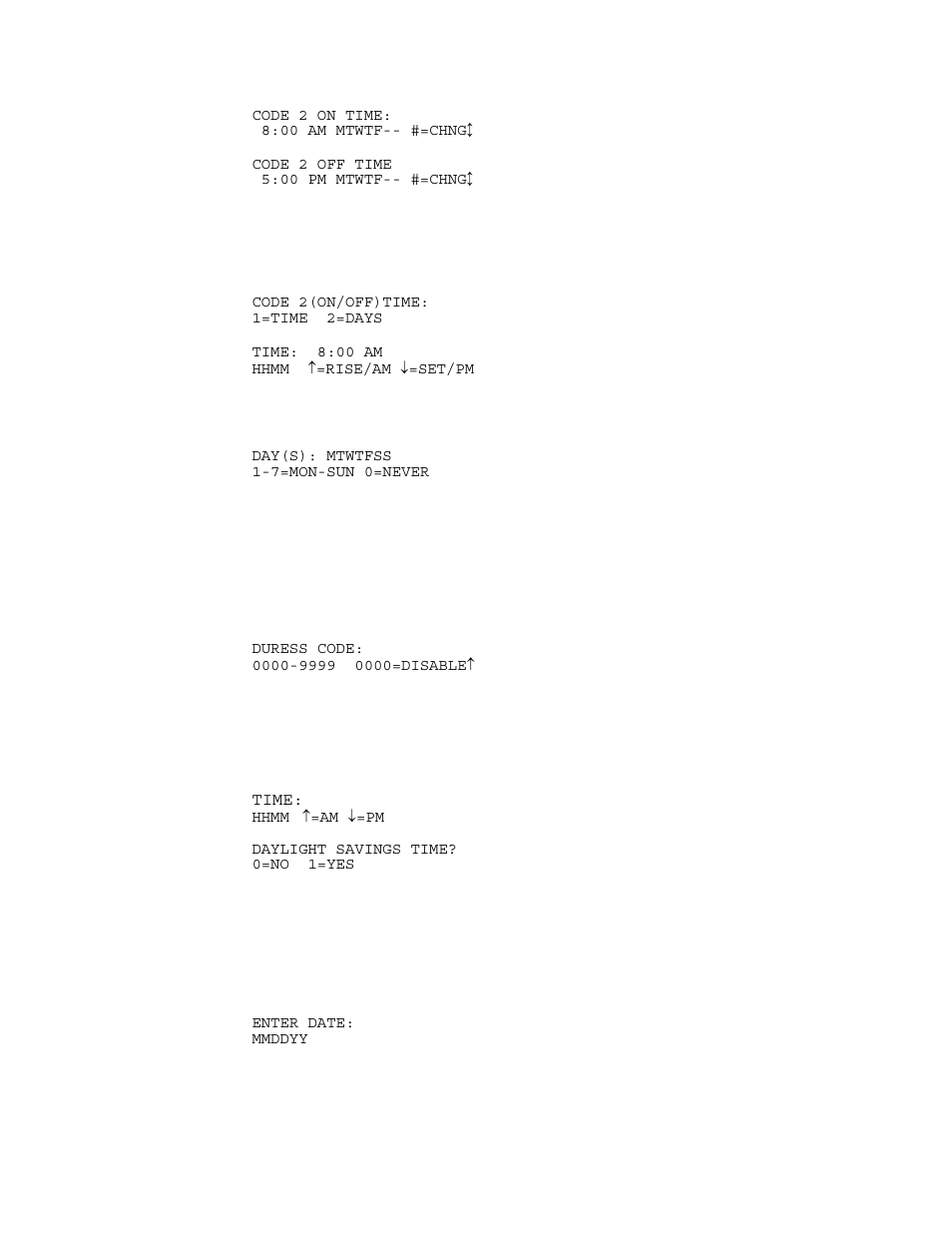 Duress code, Set up time | Home Automation HOME AUTOMATION User Manual | Page 61 / 98
