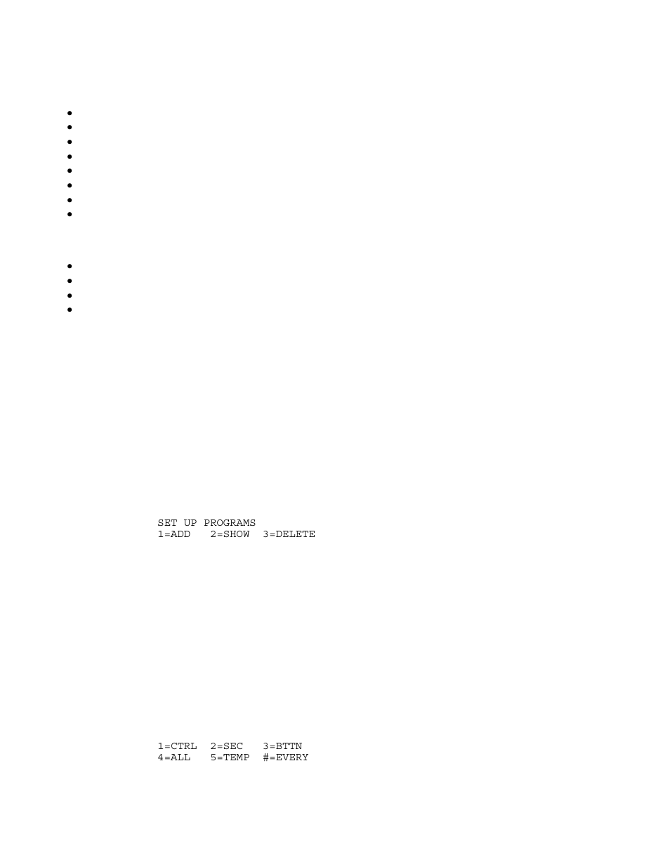 Advanced control programming (acp), 1 = add programs, 2 = show programs | Home Automation HOME AUTOMATION User Manual | Page 62 / 98