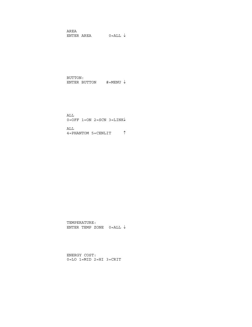 Program button commands, Program all on / all off commands, Program video commands | Program temperature commands, Program energy cost | Home Automation HOME AUTOMATION User Manual | Page 73 / 98