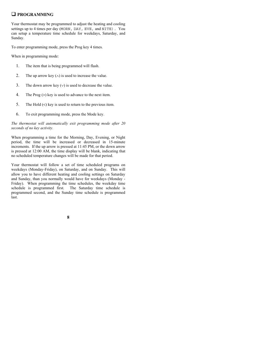 Home Automation OMNISTAT RC-80B User Manual | Page 12 / 20