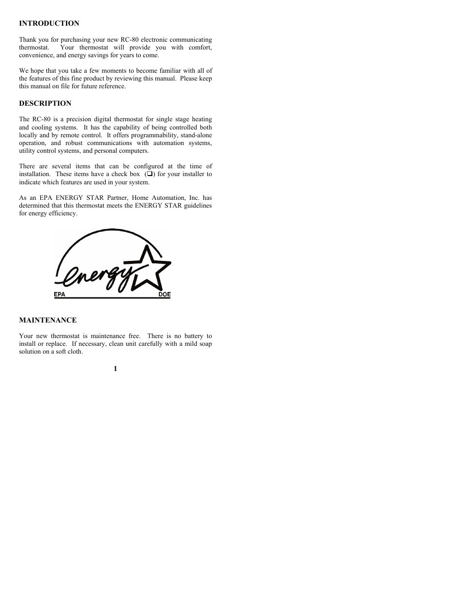 Home Automation OMNISTAT RC-80B User Manual | Page 5 / 20