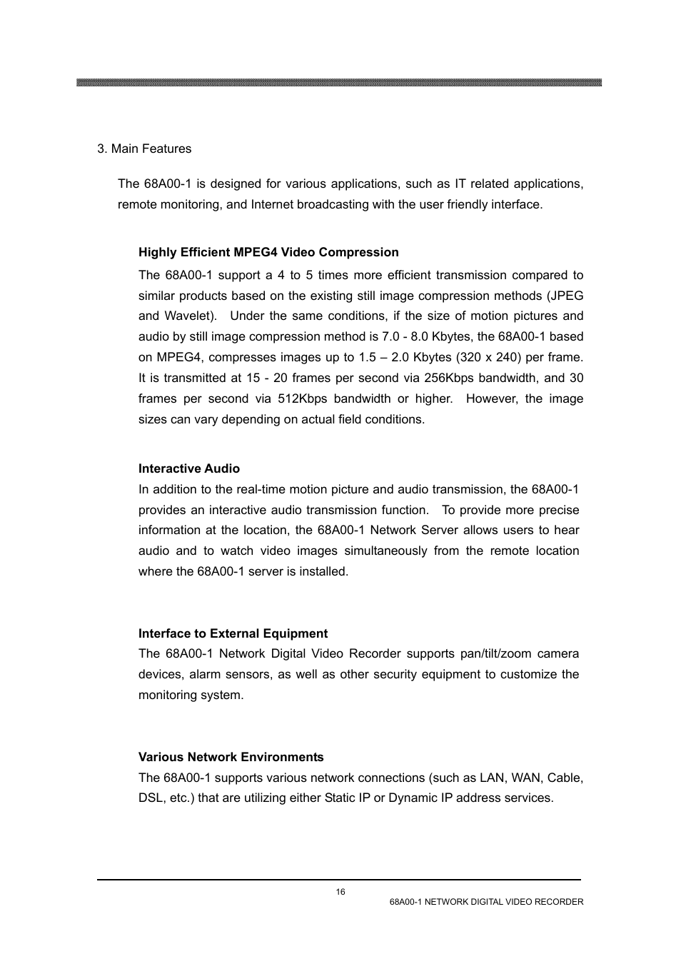 Main features | Home Automation 68A00-1 User Manual | Page 18 / 67