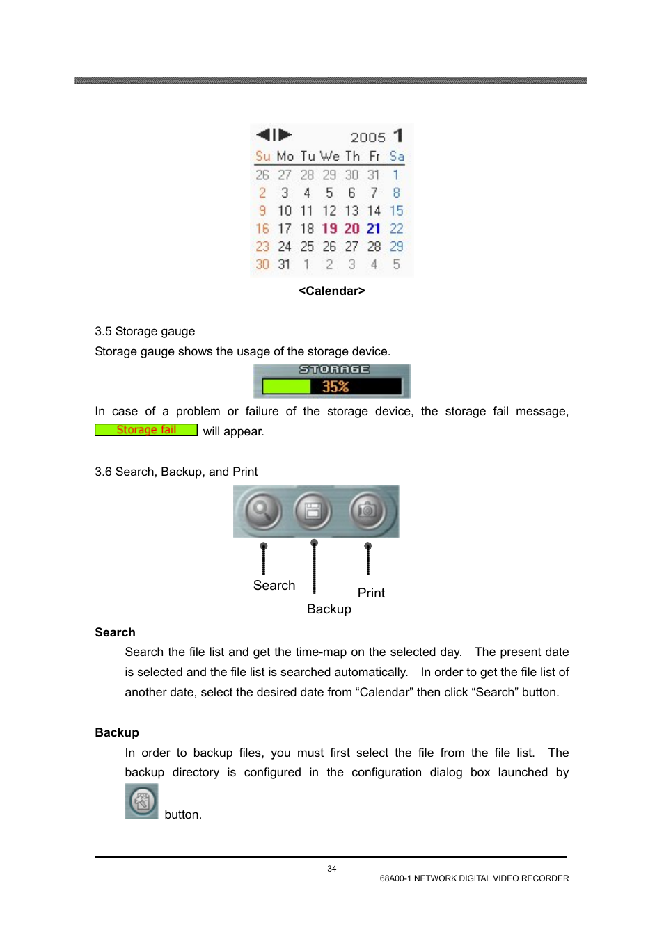 5 storage gauge, 6 search, backup, and print | Home Automation 68A00-1 User Manual | Page 36 / 67