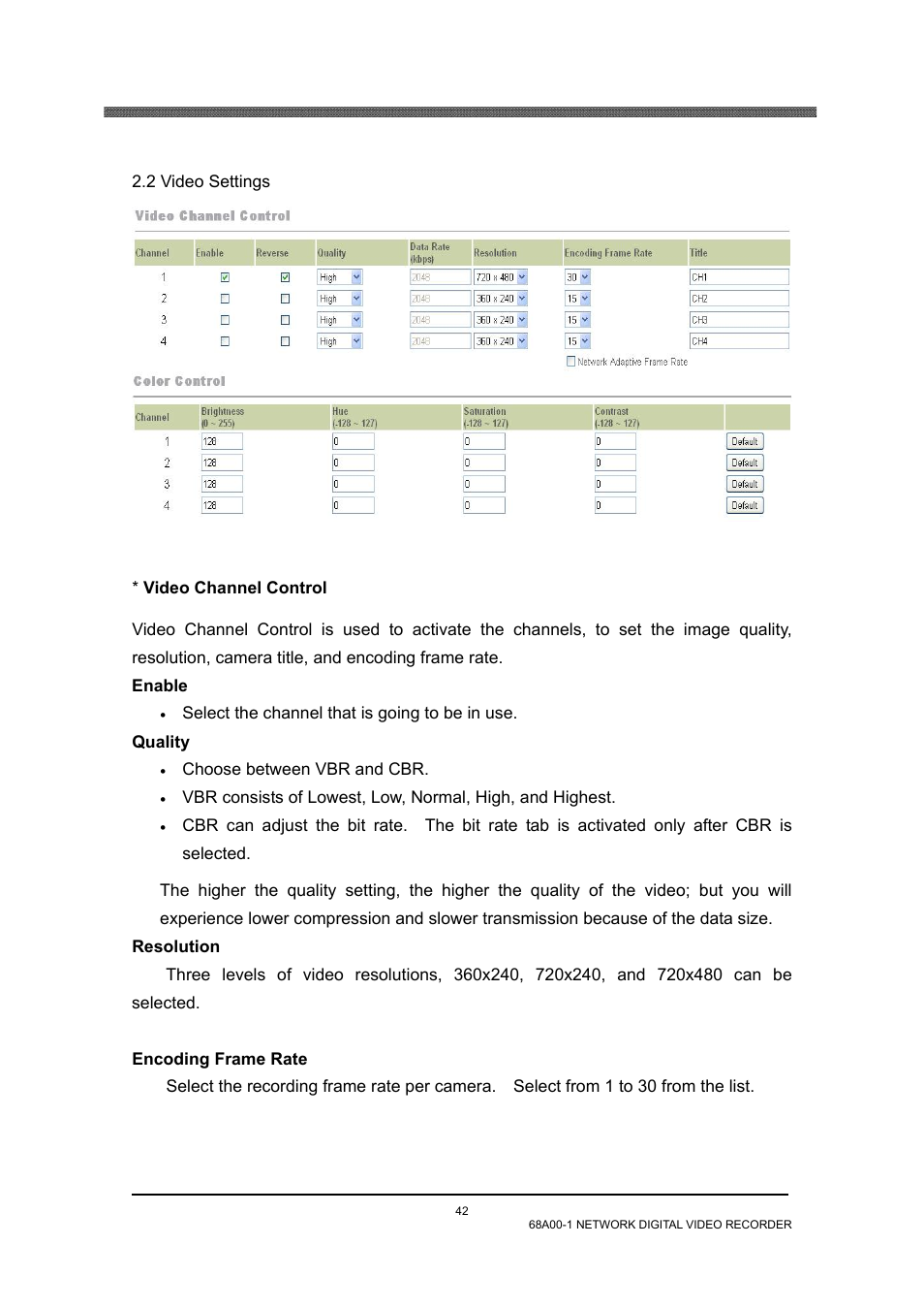 2 video settings | Home Automation 68A00-1 User Manual | Page 44 / 67