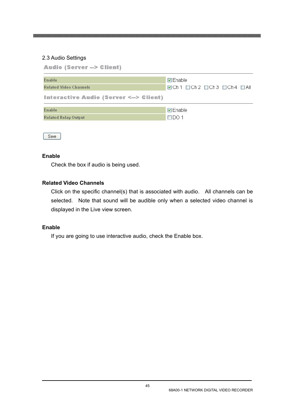3 audio settings | Home Automation 68A00-1 User Manual | Page 47 / 67